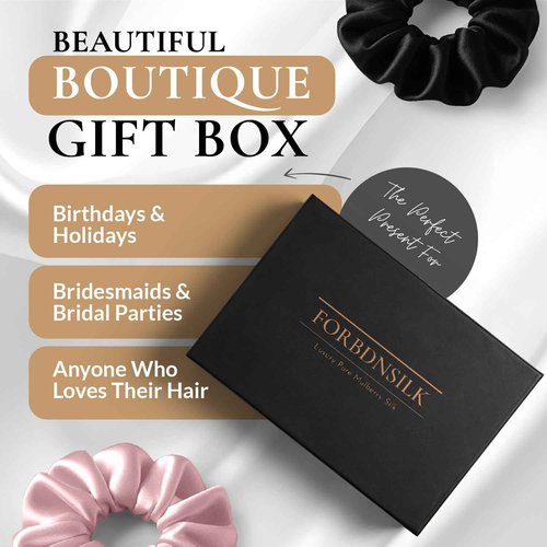 FORBDNSILK 100% Pure 22 Momme Mulberry Silk Scrunchies (Set of 3) | Highest grade (6A) Luxury Hair Ties| (Black,White,Pink) | (White, Standard)