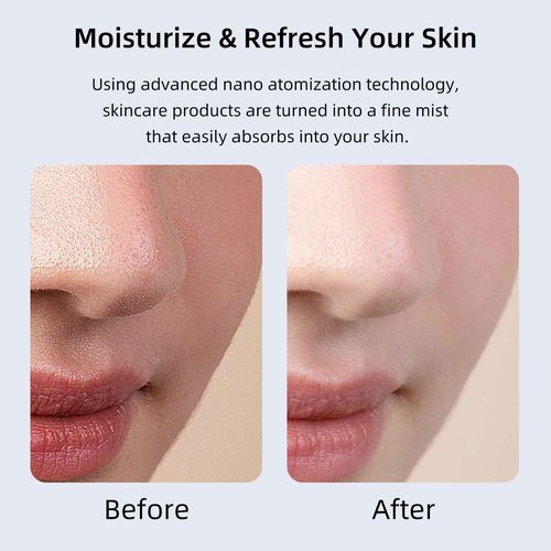Microtree Nano Facial Steamer - Rechargeable & Portable High Pressure Face Oxygen Sprayer Machine, 0.3mm Nozzle Micro Mist Skin Hydrator, Essential Water Infusion Facial Spa Treatment, White