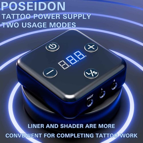 POSEIDON Tattoo Gun Kit Rotary Tattoo Pen Kit with 10 PCS Tattoo Cartridge Needles Professional Tattoo Machine Kit with Power Supply 11 Color Tattoo Inks with Foot Pedal Tattoo Kit for Artists