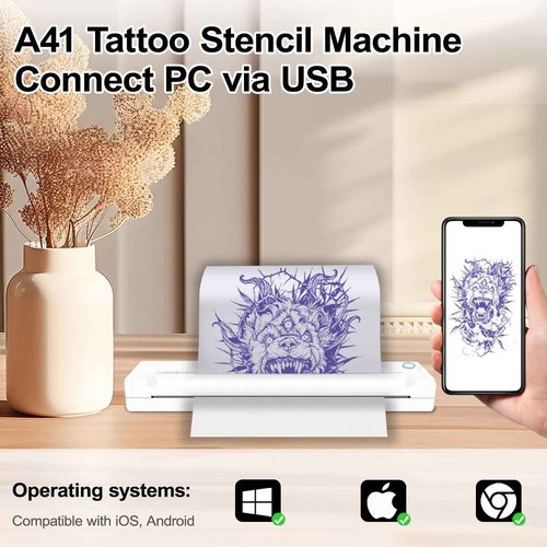 Tattoo Stencil Machines,Thermal Tattoo Stencil Printer,Bluetooth Wireless Stencil Printer for Tattooing Compatible with Smartphone for Tattoo Artists(White