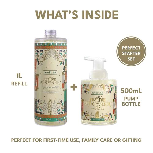 ROMIIE ZOI Christmas Foaming Hand Soap Refill Set, Festive Nutcracker, 1000 ML+500ml(Pack of 2)