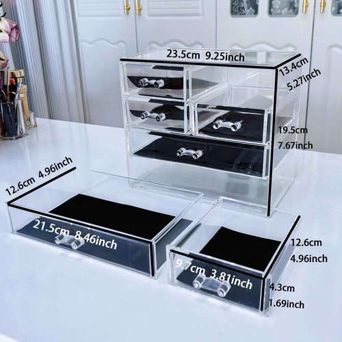 Guolich Nail Organizers Clear Acrylic Nail Jewellery Accessories Storage Case Holder Shelves Display Mesa Para Manicura Profesional Nail Table (6 Drawers)