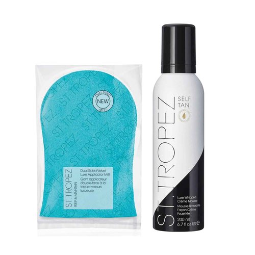 St Tropez Luxe Whipped Crème Mousse 6.7 Fl Oz with Applicator Mitt | Luxurious 5-in-1 Self Tan | Double Sided Luxe Mitt for Streak-free Tan | Vegan & Cruelty Free
