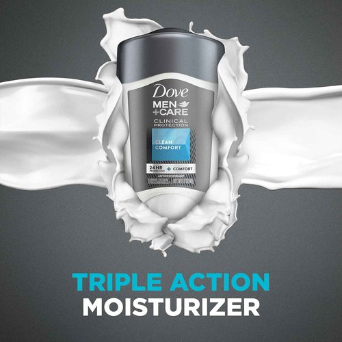 Dove Men+Care Deodorant, 96H Clinical Protection Antiperspirant, Clean Comfort 6-Pack – Prescription Strength Wetness Protection with ¼ Moisturizers, 1.7 Oz Ea