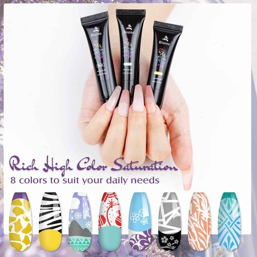 Biutee Nail Stamper Kit 12Pcs Nail Stamping Plate 8Pcs Stamping Gel Polish Nail Stamping Kit with Silicone Stamper Scraper Storage Bag Lace Plaid Stamp Template Christmas Gift for Women