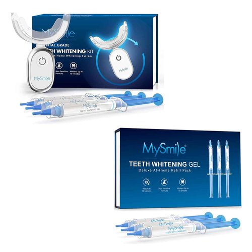 MySmile Teeth Whitening Kit for Sensitive Teeth with LED Light, 10 Min Non-Sensitive Fast Teeth Whitener, 6 Carbamide Peroxide Teeth Whitening Gel, Enamel Safe