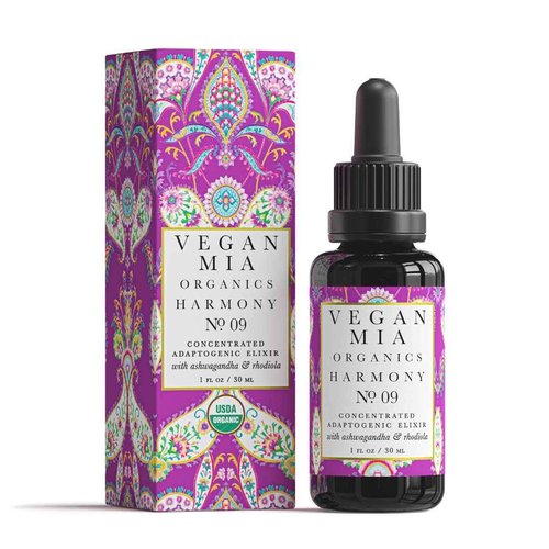 Vegan Mia - USDA Organic Harmony Adaptogen Elixir Face Oil - Face Moisturizer For Dry Skin, Blemishes, Redness & Fragrance Sensitivities - with Licorice, Ashwagandha, Rhodiola Root & More - 1 fl oz