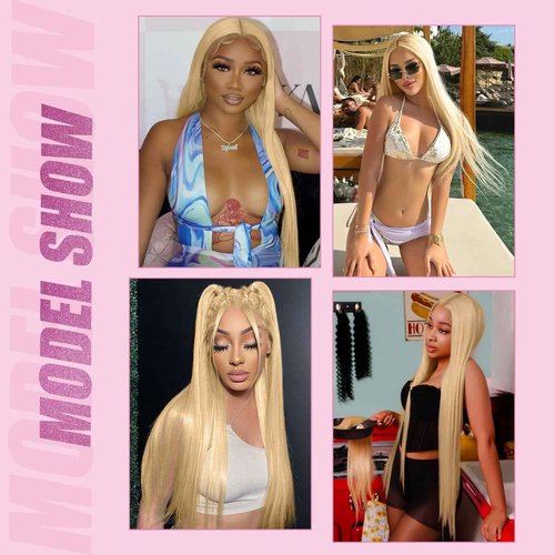 Rruaneal 26 Inch 613 Lace Front Wig Human Hair Blonde 13X6 HD Transparent Lace Front Wigs Human Hair 220% Density Blonde Glueless Wigs 613 HD Straight Lace Frontal Wigs Pre Plucked
