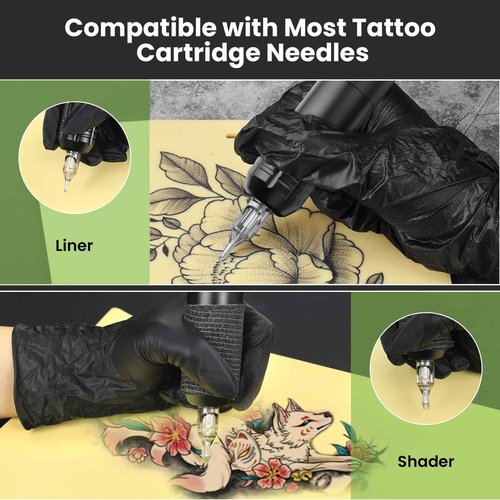 GEEKERA Wireless Tattoo Machine Gun Kit, Rotary Tattoo Pen Professional Kit with 2000mAh Battery Supply, 20 Tattoo Cartridge Needles, 7 Colors Ink, Practice Skin, Complete Set for Beginners and Artist