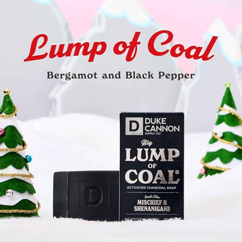 Duke Cannon Lump of Coal Holiday Soap – Charcoal, Bergamot & Black Pepper – 10oz XL - Paraben-Free - Hydrating,10oz Bar - Triple Milled - Perfect for Mens Gift - 3 Pack