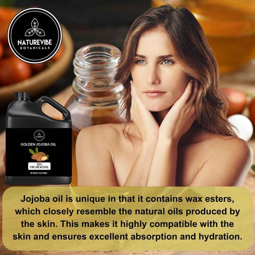 Naturevibe Botanicals Golden Jojoba Oil 32 oz and Castor Oil 32 oz | 32oz Carrier Oils Combo