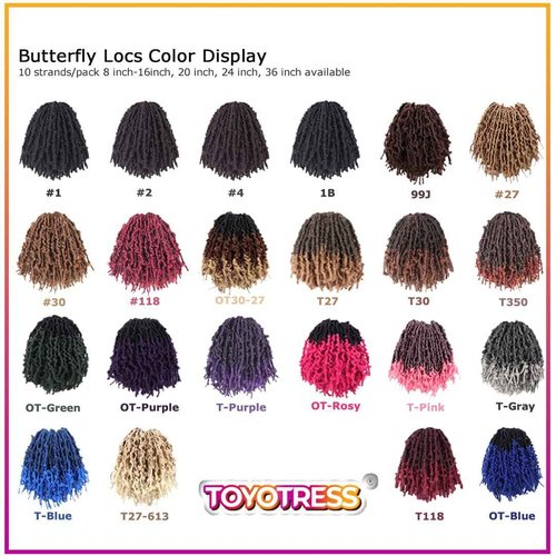 TOYOTRESS Butterfly Locs Crochet Hair - 12 inch 8 Pcs Pre-twisted Distressed Crochet Braids Pre-looped Synthetic Braiding Hair Extensions (12 Inch,T30)