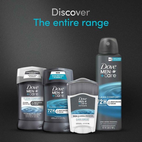 Dove Men+Care Deodorant, 96H Clinical Protection Antiperspirant, Clean Comfort 6-Pack – Prescription Strength Wetness Protection with ¼ Moisturizers, 1.7 Oz Ea