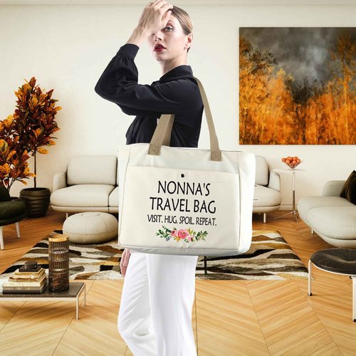 WCGXKO Nonna Gift For Grandma From Grandchildren Nonna Travel Gift Grandmother Tote Bag (NONNA TB)