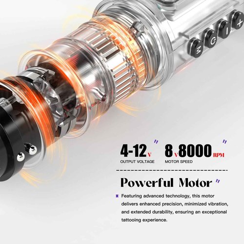 Wormhole Tattoo Gun Kit, Xtreme Tattoo Ink, Aluminum Alloy Wireless Tattoo Machine with 2300mAh Battery Adjustable Tattoo Pen Rotary Gun Kit Complete Professional Tattoo Kit for Artists - Black