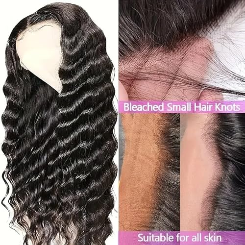 Deep Wave Lace Front Wigs Human Hair Glueless Wigs for Black Women 13x4 HD Transparent Lace Front Wigs Pre Plucked with Baby Hair 180 Density 22 Inch
