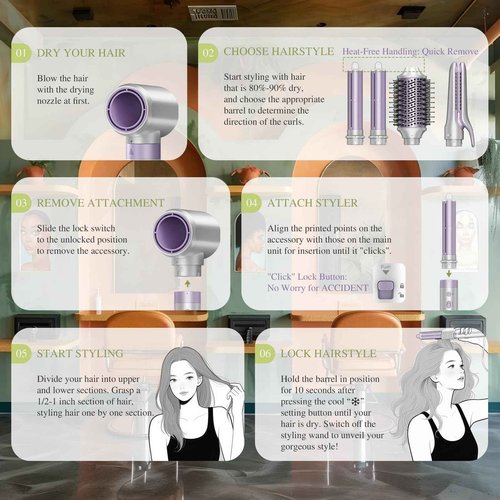 Aculya 5-in-1 Hot Air Styler Wrap | 1500W Power & 200M Negative Ions | Professional Hair Styler for Frizz-Free Straight, Voluminous, Wavy & Auto-Curl Styles | Includes Free Fashion Clutch Bag