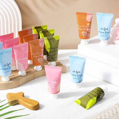 48 Pcs Christian Hand Lotion Bulk Gifts for Women Bible Verse Mini Travel Hand Cream Religious Thanksgiving Christmas Gift for Church Members Prayers Teachers Coworkers Homeless