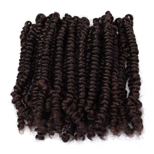 Dorsanee Short Bob Spring Twist Crochet Hair 6 Inch 6 Packs Pre-twisted Curly Braids Pre-looped Mini Passion Twists Fluffy Synthetic Hair Extensions (T33#)