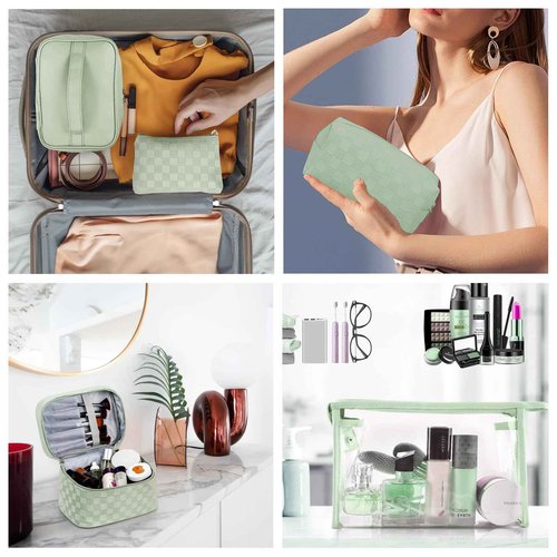 jiffordwind Makeup Bags set of 4 Waterproof Leather Portable Travel Cosmetic Bag Multifunction Organizer Storage for Makeup Brushes, Toiletries and Accessories Toiletry set for Women