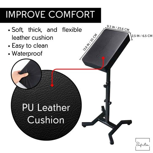 SOFITA Tattoo Arm Rest Stand + [100 Disposable Covers] Arm Rest Tattoo Stand High Stability. Adjustable Height and Tilt. High Density Leather Pad. Robust Four-Corner Base. Tattoo Armrest Stand