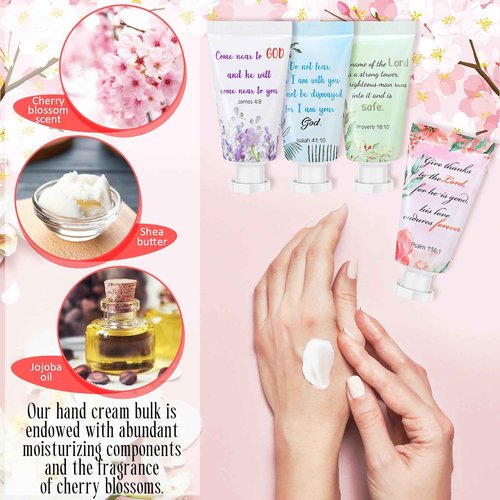 Landhoow 36 Pack Christian Hand Cream Bulk for Women Breast Cancer Accessories Bible Travel Hand Lotion Set Religious Back to School Bible Verse Gift for Church VBS School Teacher Wedding Homeless