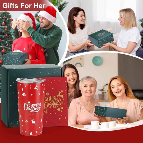 7Pcs Set for Women: Xmas Tumbler Holiday Gifts Basket, Relaxing Spa Gift Ideas for Mom, Grandma, Sister, Wife, Teacher, Friend