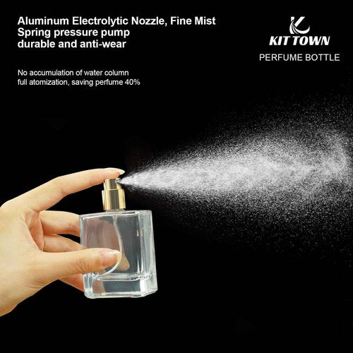 KIT TOWN 6 Pack Refillable Perfume Atomizer 50ml 1.7oz Large Perfume Bottle for Essential Oils, Perfumes,Empty Clear Glass Mist Spray Bottle for Traveling and Outgoing