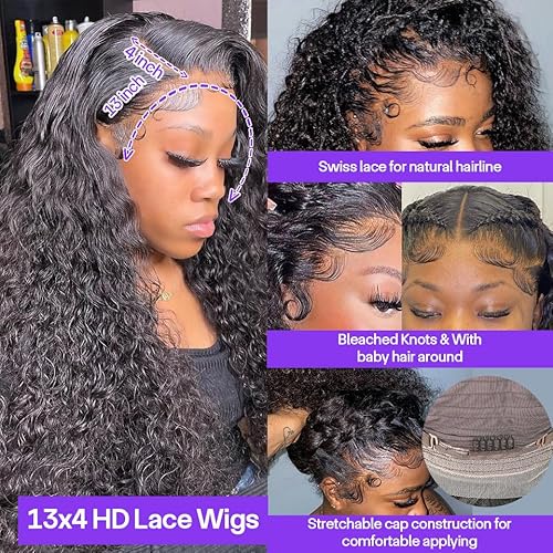 13x4 Deep Wave Lace Front Wigs - Pre Plucked 180 Density - 20 Inch Human Hair Wig
