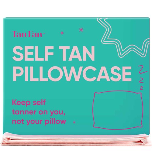Tan Fan Self Tan Sleep Sac for Dark Tanner + Pillowcase - Keep Sheets + Pillows Clean from Self Tanner Stains - 100% Cooling Silky Poly - Won’t Rub or Absorb Tanning Lotion - Lightweight Breathable