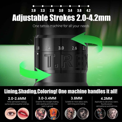 Tattoo Gun Kit for Beginners, Tattoo Kit Wireless, 7 Adjustable Stroke Pen Tattoo Machine, Rotary Tattoo Machine Kit, Tattoo Starter Kit with Mixed Cartridge Needle, 1600mAh Led Display Power