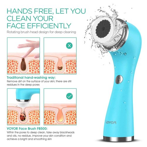 VOYOR Electric Body Brush Back Scrubber for Shower - Facial Cleansing Brush Rechargeable, Spin Face Brush Waterproof 5-in-1 Body Brush Set for Deep Skin Cleansing