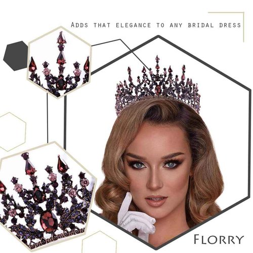 Florry Baroque Crowns Crystal Tiaras and Crowns Wedding Queen Crowns for Brides Halloween Costume Bridal Tiaras Hair Accessories for Women (Purple)