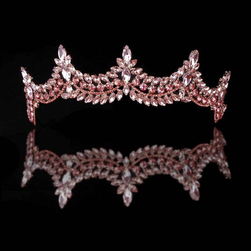 LIMELIA Women's Tiara-Crown for Henna Wedding Party | Glitter Hair Accessories for Bridal Birthday Pageant Prom Halloween Christmas Party, Princess Crowns | Shiny Crystal Stone2 - Pink