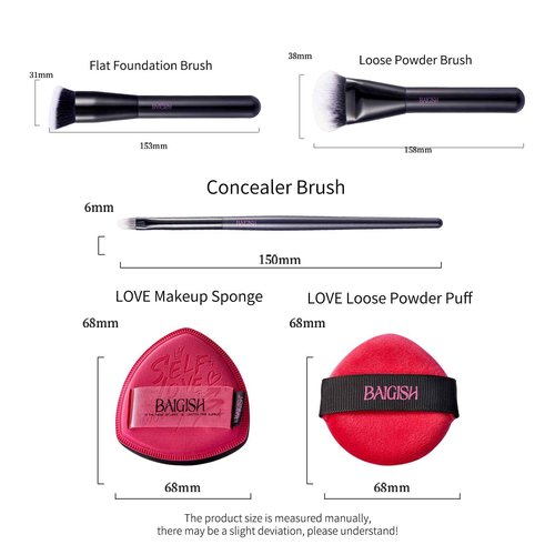 BAIGISH Makeup Brush Set Professional Foundation Brush for Foundation Powder Concealers Eye Shadows with 2 Makeup Sponge