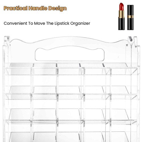 Tlence 64 Slots Rotating Lipstick Organizer, Acrylic Spinning Lipgloss Tower Holder, Clear Rotable Lip Gloss Organizer Case, Lip Stick Display Rack Stand, Cosmetic Makeup Accessories for Lip Balm