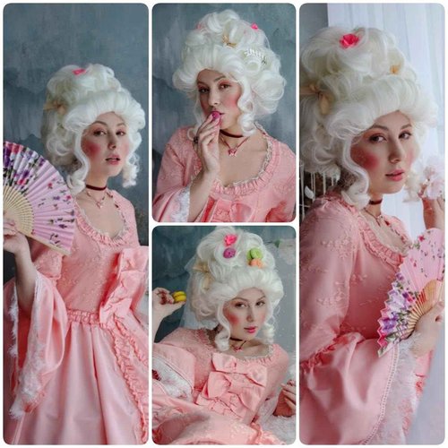 Daiaces Victorian Wig for Women White Marie Antoinette Wigs,Vintage Beehive Wig18th Century Rococo Costume Cosplay Wigs Party Halloween