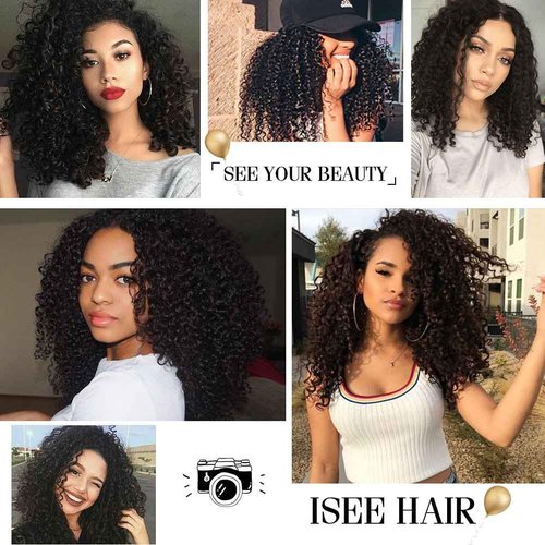 ISEE Hair Virgin Malaysian Jerry Curly Human Hair One Bundles,100% Unprocessed Human Curly Hair Extensions Natural Black Can Be Dyed (10'')