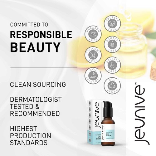 Jeunive Deep Hydration Refreshing Triple Peptides Daily Eye Correction Serum | 48Hr Hydrating Delicate Eye Skin Area to Reduce Dark Circles, Puffiness, Fine Lines and Wrinkles, 1 oz (28g)