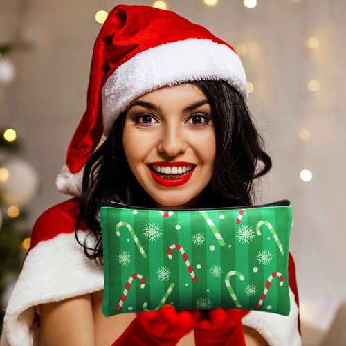 Sweetude 20 Pcs Bulk Christmas Makeup Bags for Women Xmas Theme Cosmetic Pouch Travel Toiletry Organizer Santa Snowman Reindeer Holiday Gift for Family Friends Schoolmates10 Style