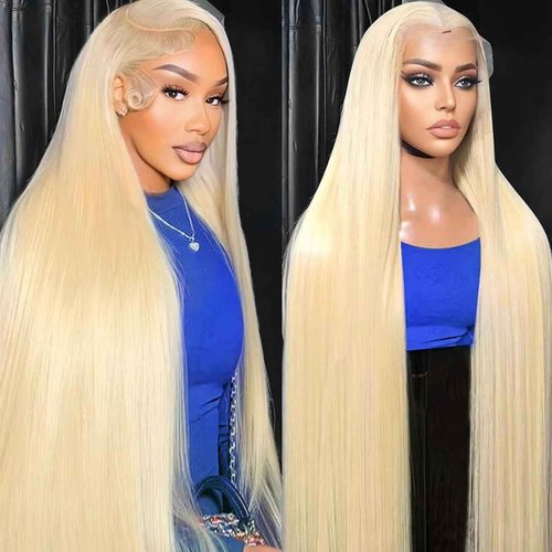 Rruaneal 26 Inch 613 Lace Front Wig Human Hair Blonde 13X6 HD Transparent Lace Front Wigs Human Hair 220% Density Blonde Glueless Wigs 613 HD Straight Lace Frontal Wigs Pre Plucked