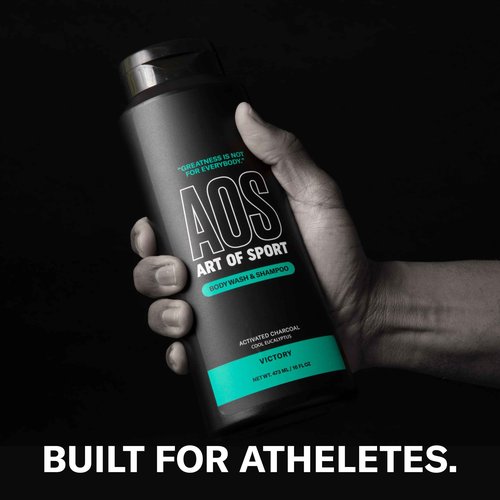 Art of Sport Men’s 2-in-1 Body Wash and Shampoo with Charcoal Activated + Deodorant, Aluminum Free - Victory