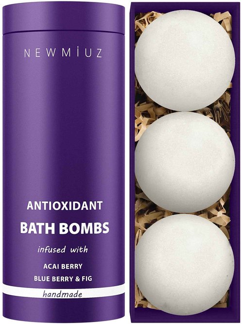 Natural Bath Bombs Skin Nourishing Detox Moisturize Antioxidant Acai Blueberry Luxury Fizzing Spa Bubble Bath Gift Set for Sensitive Skin Stress Relief Relaxation Gift Birthday Christmas