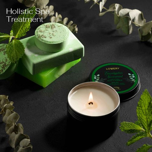 Eucalyptus Spearmint Bath Set, Home Spa Set with Natural Mint Fragrance, 17 Pcs Gift Basket, Eucalyptus Bath Oil, Shower Gel, Bubble Bath, Bath Crystal, Steamer Tablet & More, Best Birthday Gift