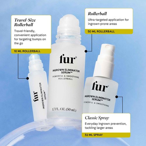 Fur Ingrown Eliminator Serum Rollerball - Powerful Ingrown Hair Treatment Serum With AHAs and BHAs to Treat and Prevent Ingrown Hairs and Bumps, Hydrates and Soothes Irritated Skin - 50 ml