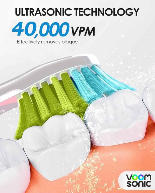 Voom Sonic Pro 5 Electric Toothbrush for Adults - Ultrasonic Electric Toothbrushes with Replacment Brush Head, Dentist Recommended Power Sonic Toothbrush with 5 Modes