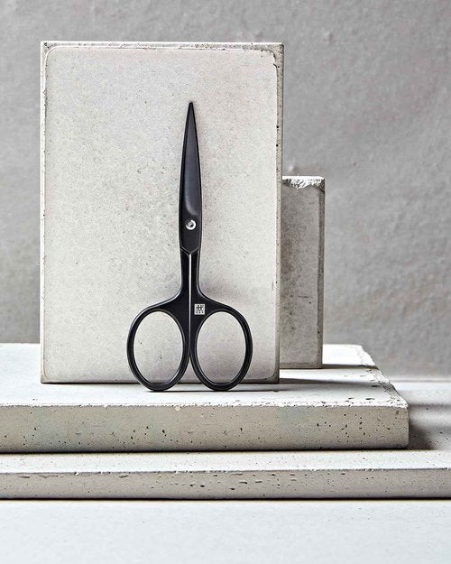 ZWILLING Beard Scissors (with extended handle width, scratch resistant, straight cutting edge and fine tip), Premium, Black, 4.5 inch