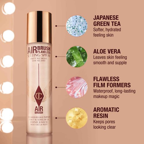 Charlotte Tilbury Airbrush Flawless Setting Spray - Ultra-Fine Hydrating Mist to Prime & Set Face Makeup For Up to 16Hr - Soothes, Blurs Pores & Calms Skin (200ml)