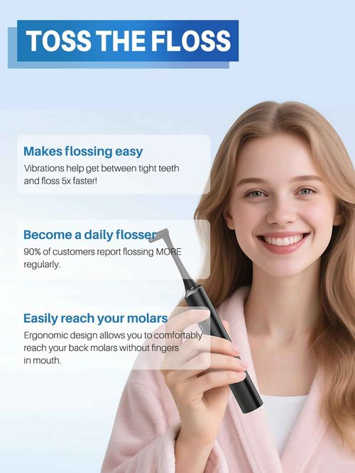 Voraiya Electric Flosser for Teeth Reusable Dental Floss with 50 Replacement Heads,Dentist Recommended Tooth Flossers,Water Flosser Alternative,Rechargeable Dental Floss Picks for Adults