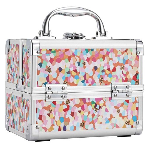 Joligrace Makeup Train Case for Girls Cosmetic Box Kids Jewelry Organizer Hair Accessories Mosaic Orange